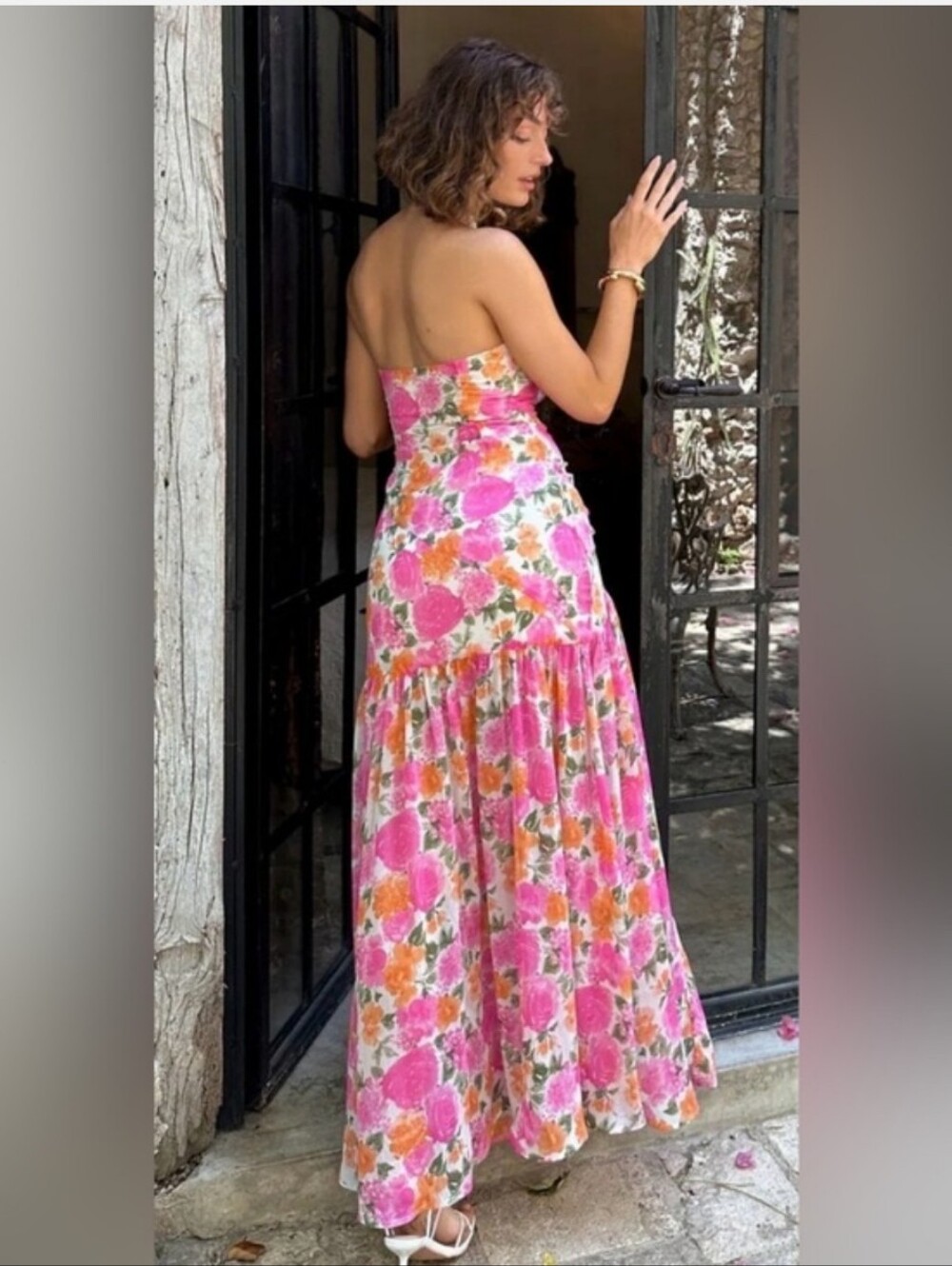 12th Tribe LaBelle Strapless Pink Floral Maxi Dress - Picture 5 of 11